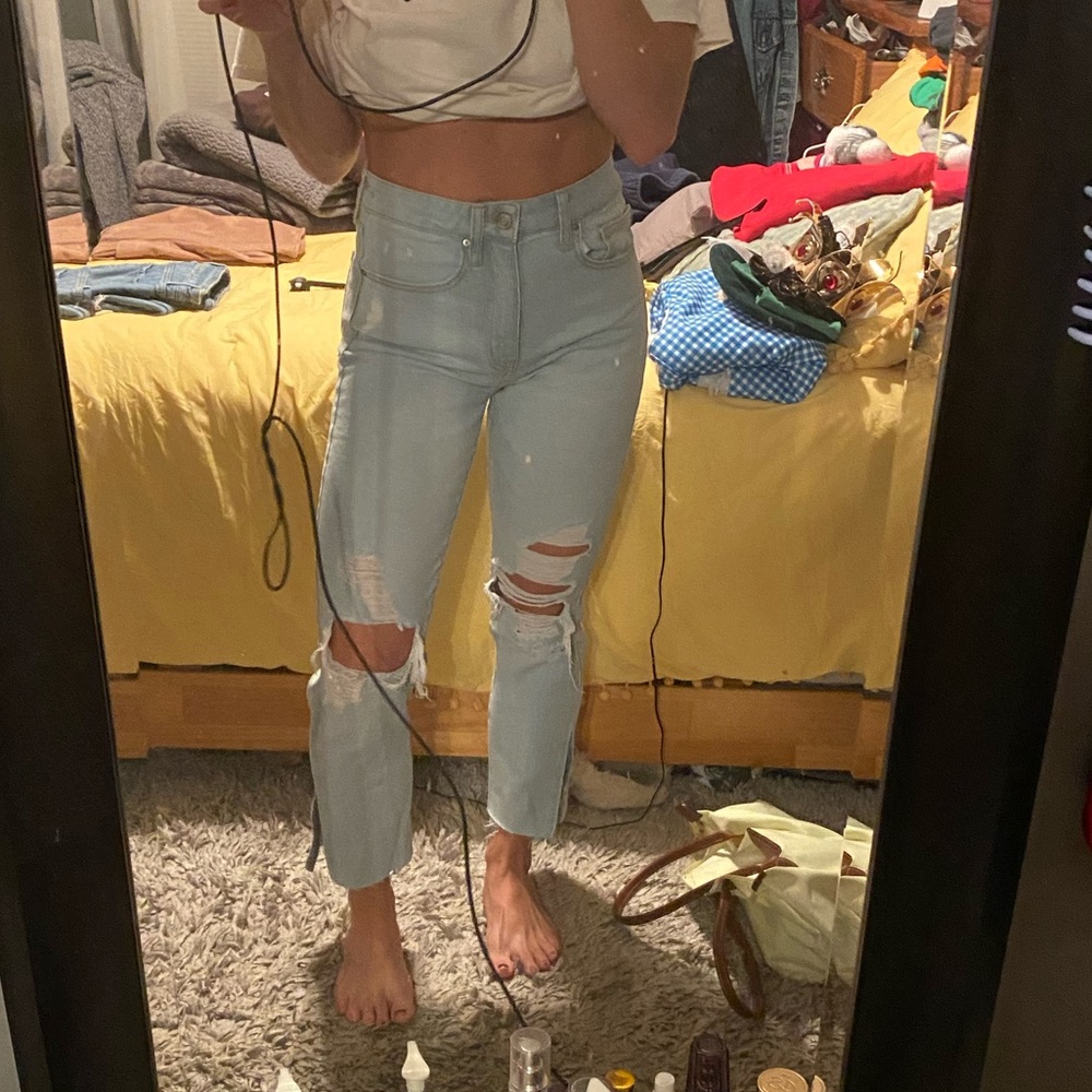 high waisted ripped jeans